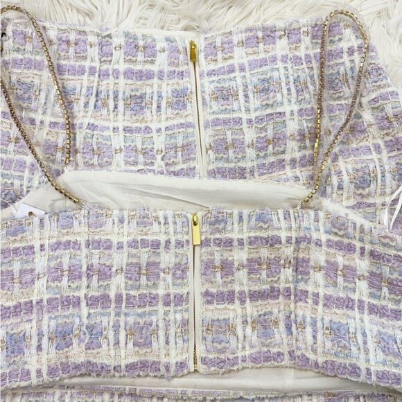 NWT House of Harlow 1960 Tweed Crop Top and Mini Skirt Set - Picture 10 of 12